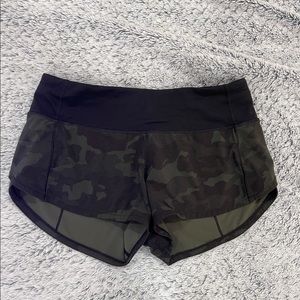 lululemon, speed-up, green camo shorts